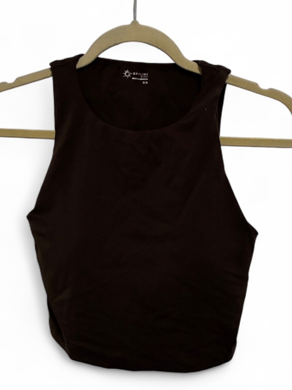NWT aerie Offline Real Me Xtra Dark Brown Cropped Tank Top